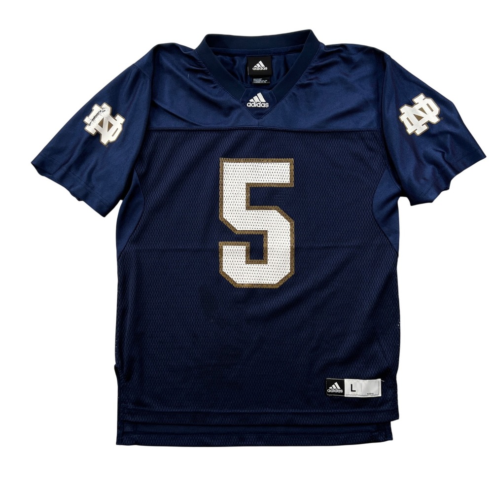 Adidas Notre Dame Football Jersey Kids L Blue #5 Fighting Irish NCAA Gameday